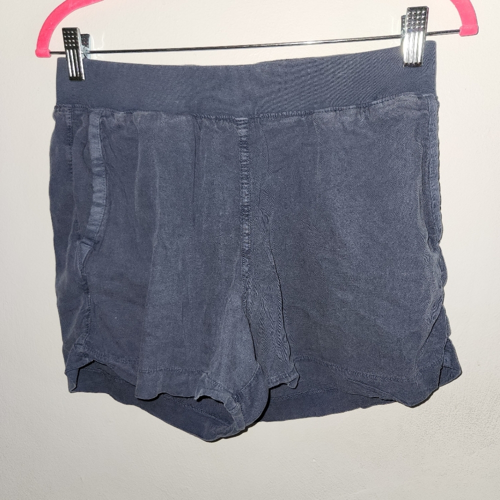Faherty Tencel Linen Blend Pull On Shorts Navy Blue
